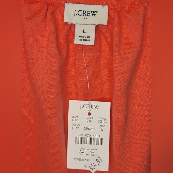 NWT J. Crew Women's Dark Coral Ruffle-Sleeve Clip-Dot Top - L - Picture 6 of 7